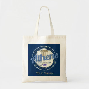 Athens Greece Retro Acropolis Vintage Souvenir Tote Bag