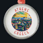 Athens Greece Retro Distressed Circle Metal Tree Decoration<br><div class="desc">Athens retro vector travel design. The city is still dominated by 5th-century BC landmarks,  including the Acropolis,  a hilltop citadel topped with ancient buildings like the colonnaded Parthenon temple.</div>