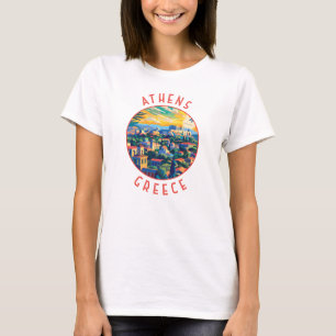Athens Greece Retro Distressed Circle T-Shirt
