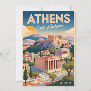 Athens Greece Retro Skyline Cityscape Travel Holiday Card