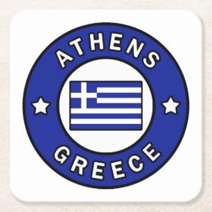 Athens Greece Square Paper Coaster