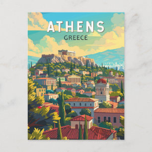 Athens Greece Travel Art Vintage Postcard