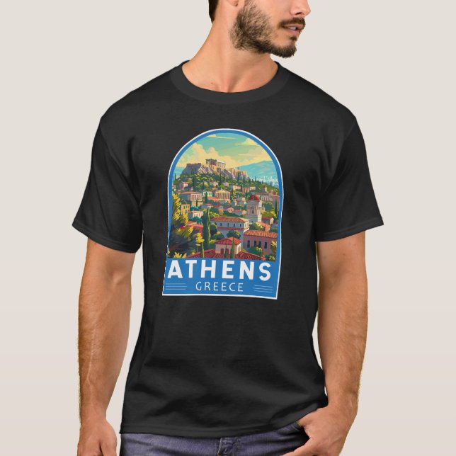 Athens Greece Travel Art Vintage T-Shirt (Front)