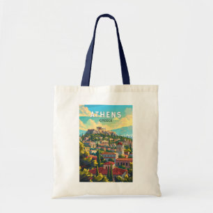 Athens Greece Travel Art Vintage Tote Bag