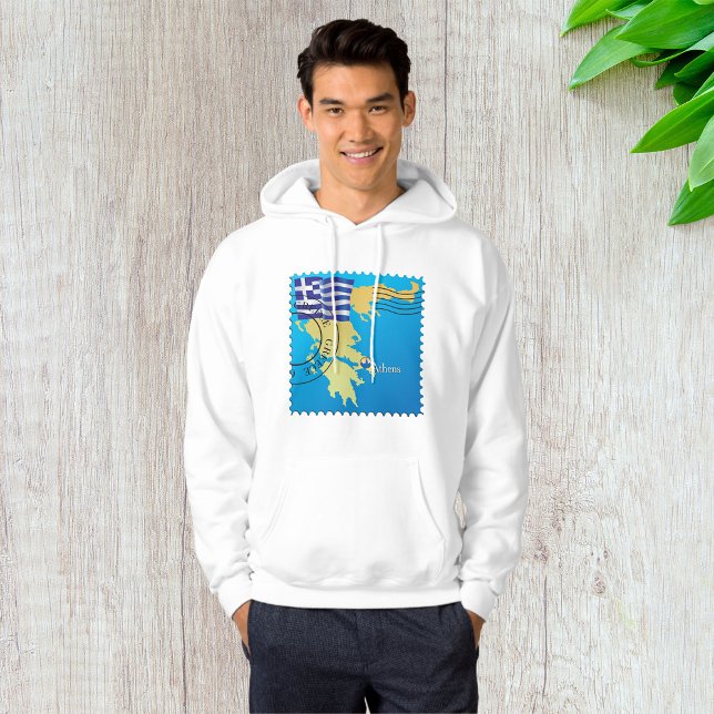 Athens Greece Travel Stamp Greek Flag and Map  Hoodie (Creator Uploaded)