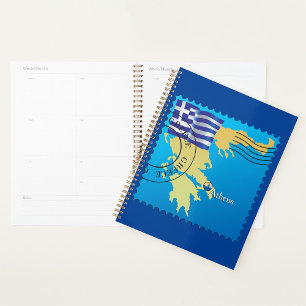 Athens Greece Travel Stamp Greek Flag and Map  Planner