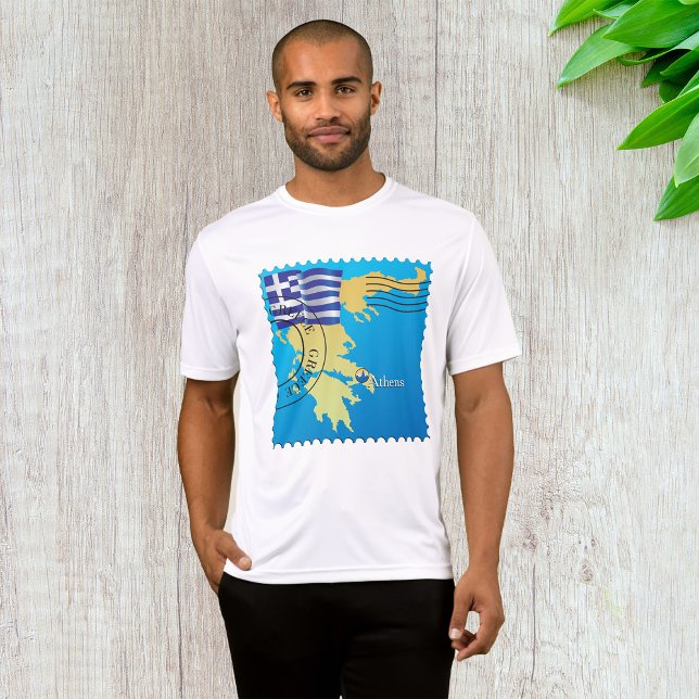Athens Greece Travel Stamp Greek Flag and Map  T-Shirt (Creator Uploaded)