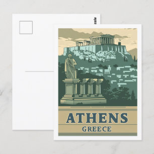 Athens Greece Vintage Famous Travel Place  Postcard