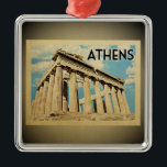 Athens Greece Vintage Travel Ornament<br><div class="desc">A cool vintage style Athens ornament featuring Greek parthenon ruins.</div>