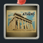 Athens Greece Vintage Travel Ornament<br><div class="desc">A cool vintage style Athens ornament featuring Greek parthenon ruins.</div>