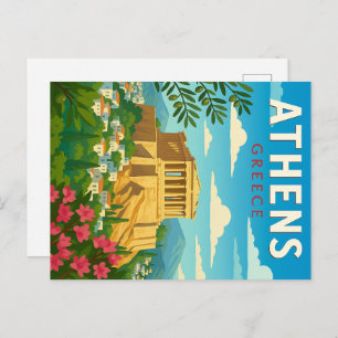Athens Greece Vintage Travel Parthenon Acropolis Postcard