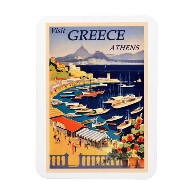 Athens, Greece Vintage Travel Poster Magnet (Vertical)