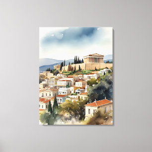 Athens Greece watercolor art Canvas Print