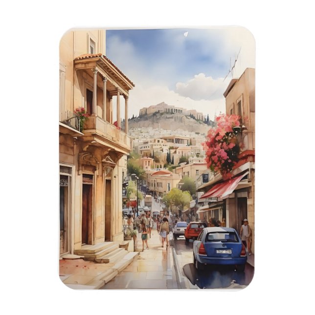 Athens Greece watercolor art Magnet (Vertical)