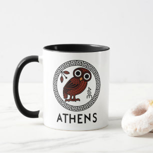 Athens, Greece with Athenian Owl & Meander Pattern Mug