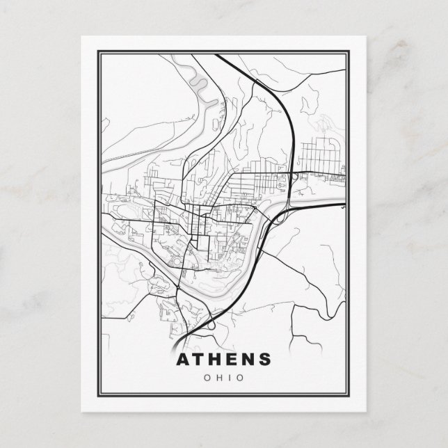 Athens Map Postcard (Front)