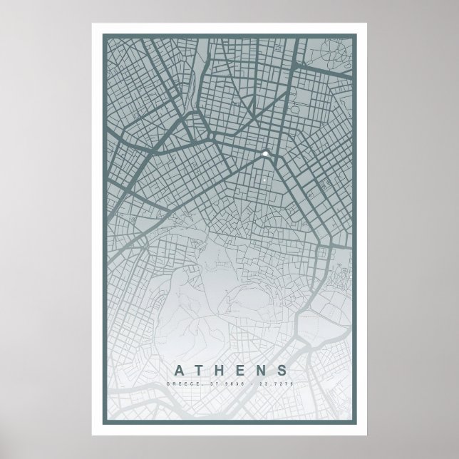 Athens Map Print 8 COLOURS AVAILABLE Athens City (Front)