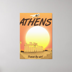 Athens "Travel by air" Golden Sunset Canvas Print