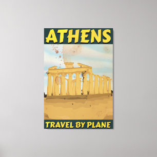 Athens vintage travel poster canvas print