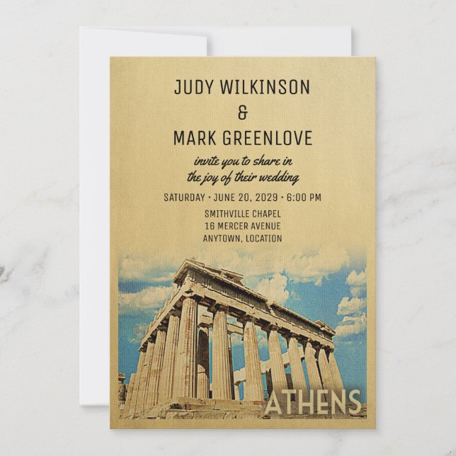 Athens Wedding Invitation Greece Greek (Front)