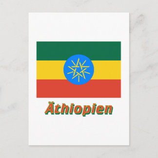 Äthiopien Dienstflagge mit deutschem Namen Postcard