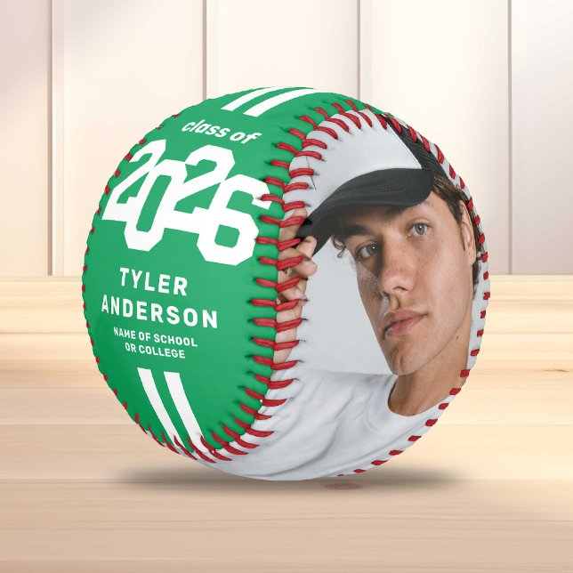 Athlete 2025 Green Graduation Custom Photo Baseball (Creator Uploaded)