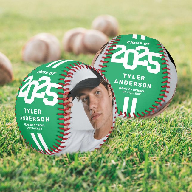 Athlete 2025 Green Graduation Custom Photo Baseball (Creator Uploaded)