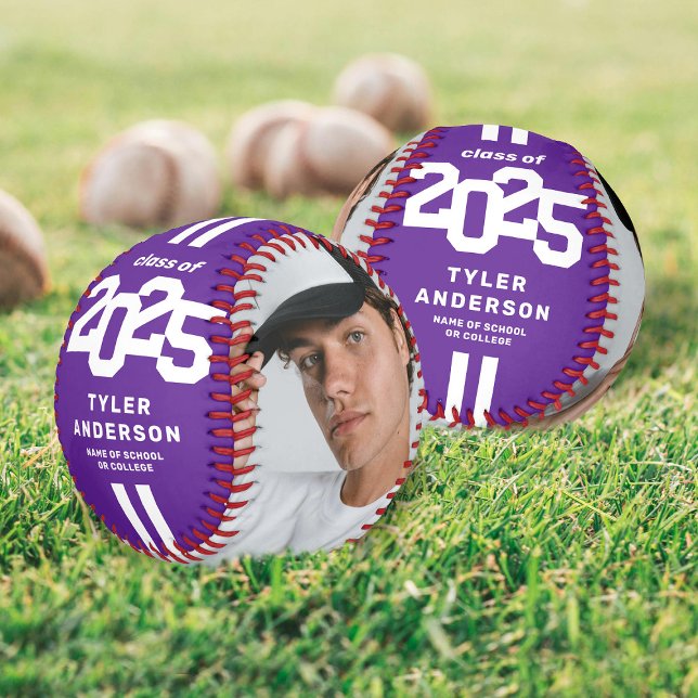 Athlete 2025 Purple Graduation Custom Photo Baseball (Creator Uploaded)