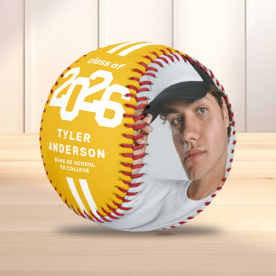 Athlete 2026 Yellow Graduation Custom Photo Baseball