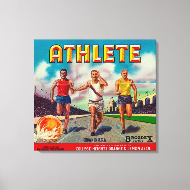Athlete Brand Citrus Crate Label Canvas Print (Front)
