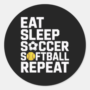 Athlete Eat Sleep Soccer Repeat Softll Enthusiast Classic Round Sticker