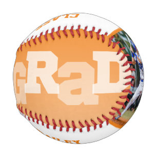 Athlete GRAD Orange Ombre Graduation Photo Baseball