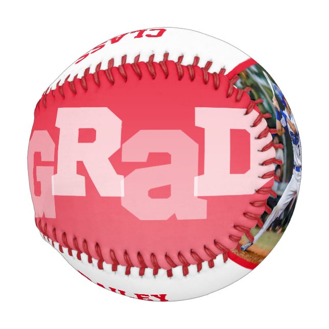 Athlete GRAD Red Ombre Graduation Photo Baseball (Front Right)