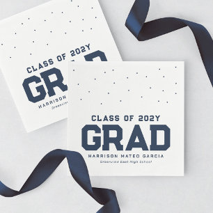 Athlete graduate sporty navy blue graduation napkin