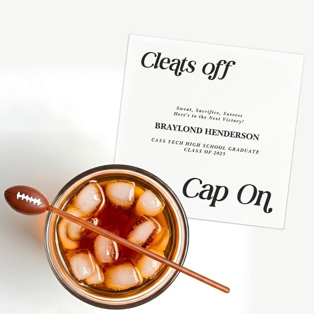Athlete Graduation Cleats off Cap On Napkin (Cleats Off Cap On Athlete Graduation Party Paper Napkins)