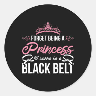 Athlete Karate Girl Sparring Black Belt Women Gift Classic Round Sticker
