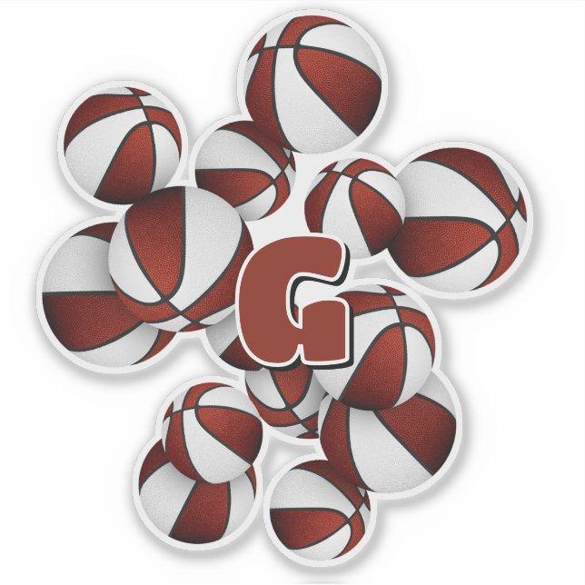 athlete monogram on maroon white basketballs (Front)