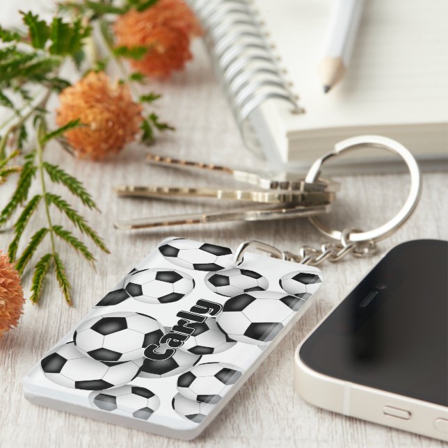 athlete name cluster of soccer balls key ring (Front Right)