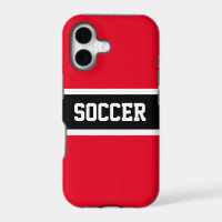 Athletic Bold Black White Red Stripes "SOCCER"