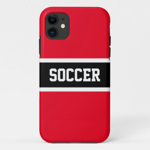 Athletic Bold Black White Red Stripes "SOCCER"  Case-Mate iPhone Case