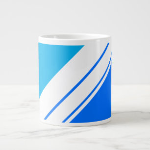 Athletic Bold Bright Sky Blue White Racing Stripes Large Coffee Mug