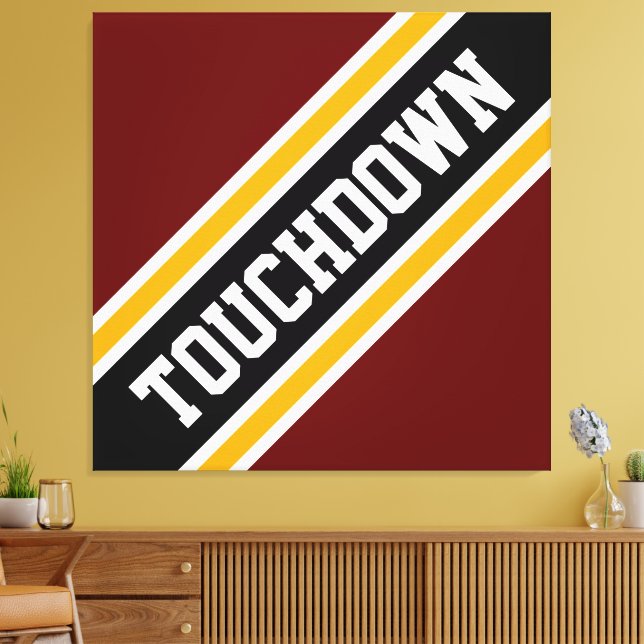 Athletic Bold Red Yellow Black TOUCHDOWN Stripes Canvas Print (Insitu(LivingRoom))