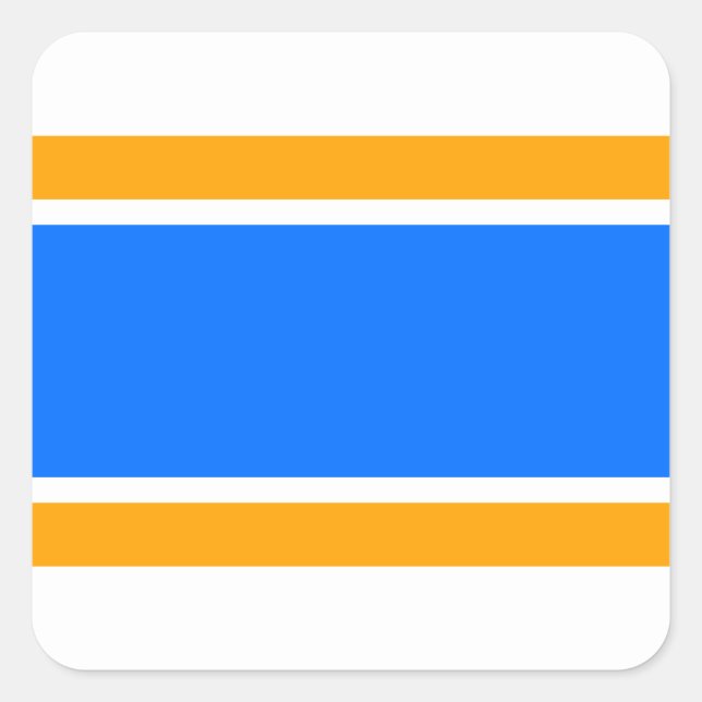 Athletic Bright Blue Yellow White Racing Stripes  Square Sticker (Front)