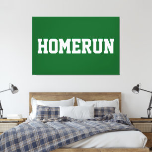 Athletic Bright Sporty White HOMERUN Text Canvas Print