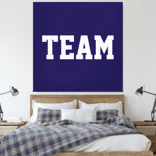 Athletic Centered TEAM White Text On Navy Blue Canvas Print