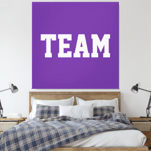 Athletic Centered TEAM White Text On Royal Purple Canvas Print