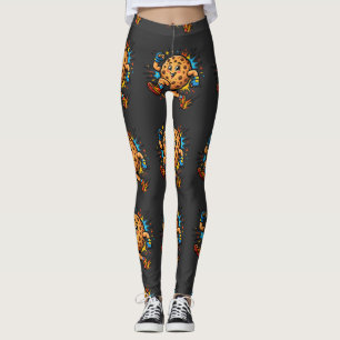Athletic Chocolate Chip Cookie Running Cartoon Mas Leggings