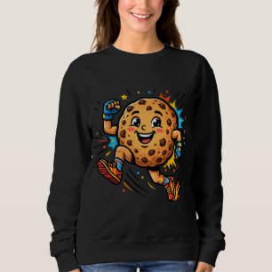 Athletic Chocolate Chip Cookie Running Cartoon Mas Sweatshirt