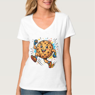 Athletic Chocolate Chip Cookie Running Cartoon Mas T-Shirt