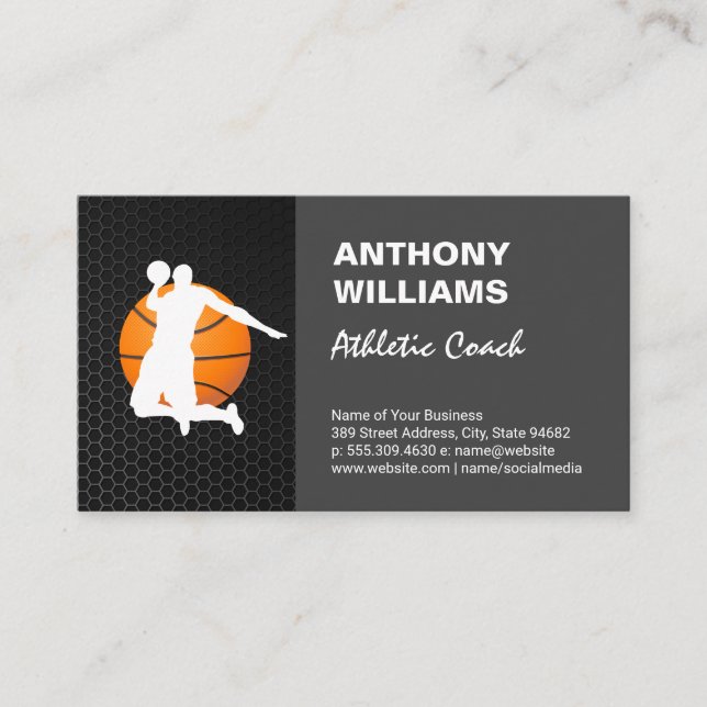 Athletic Coach | Basketball Player Dunking Business Card (Front)
